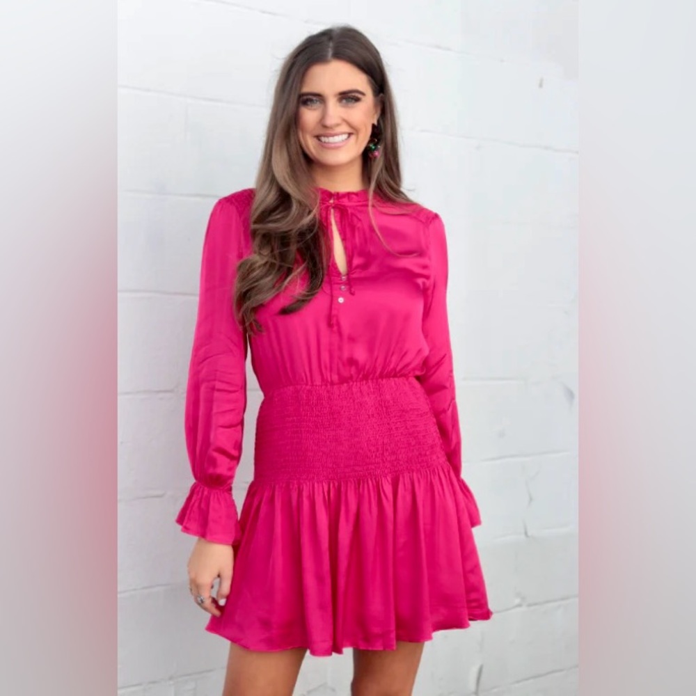 Karlie Large (8/10) Magenta Smock Waist Dress
